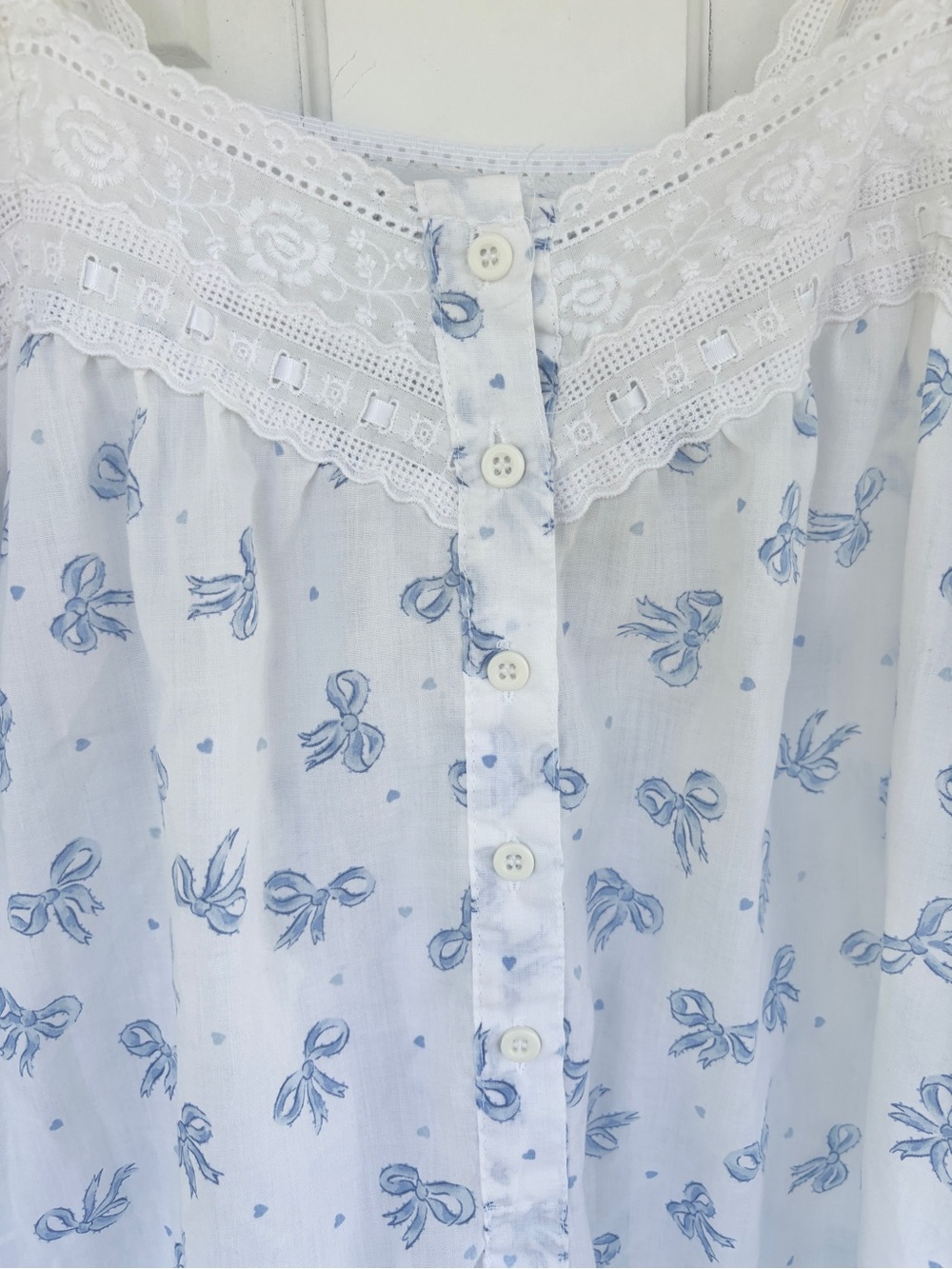 Vintage Willow Creek Blue Bow Lace Cottagecore Tradwife Coquette Nightgown M - Picture 4 of 12